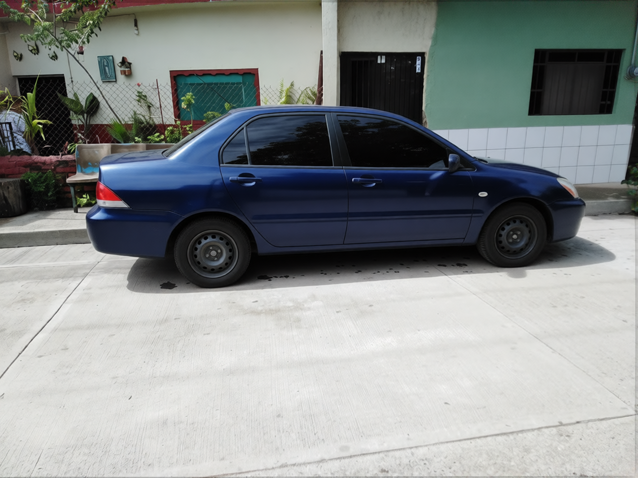 Car rendered in Deep Navy satin paint