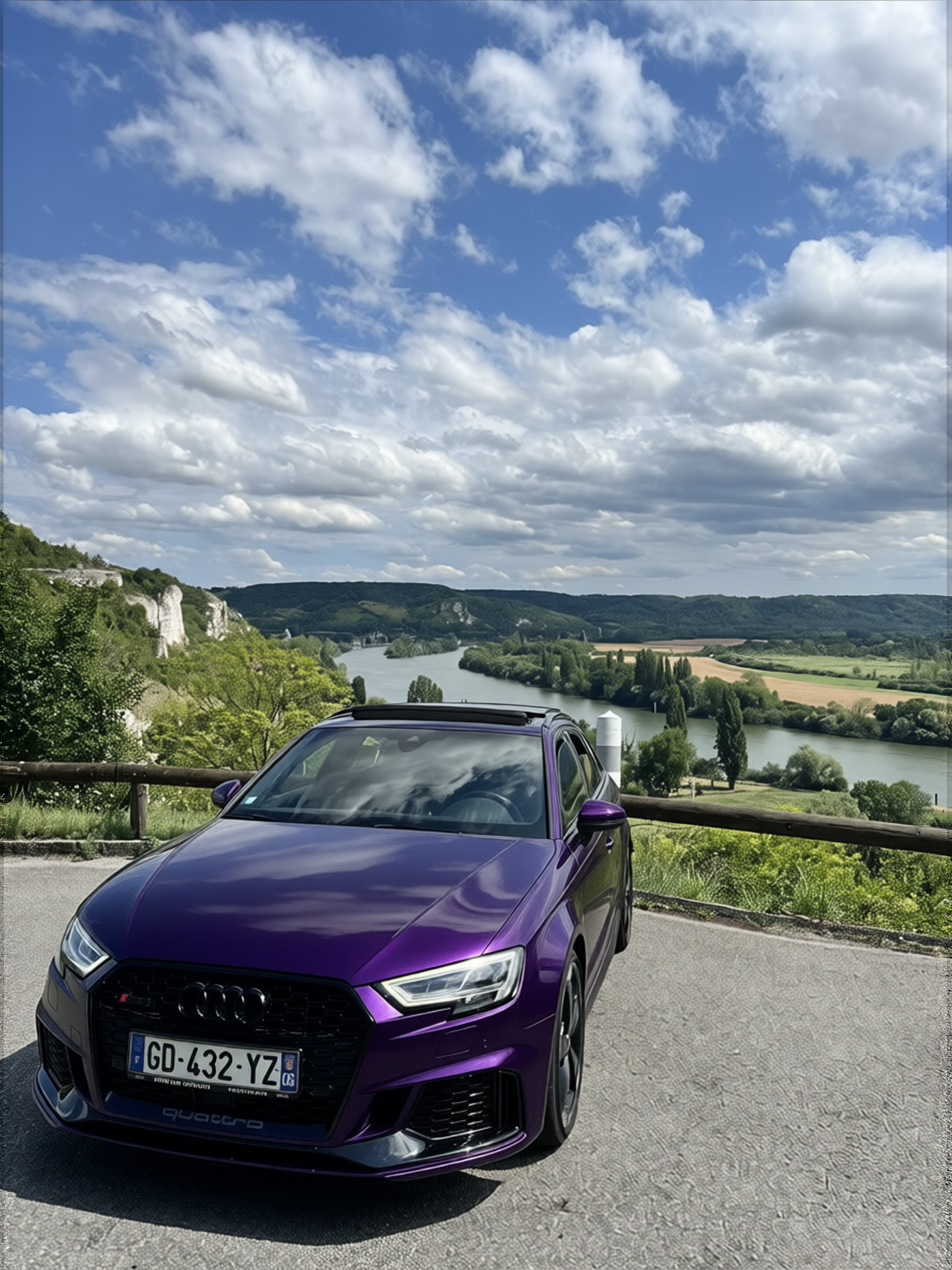 Audi A3 rendered in Midnight Purple gloss paint