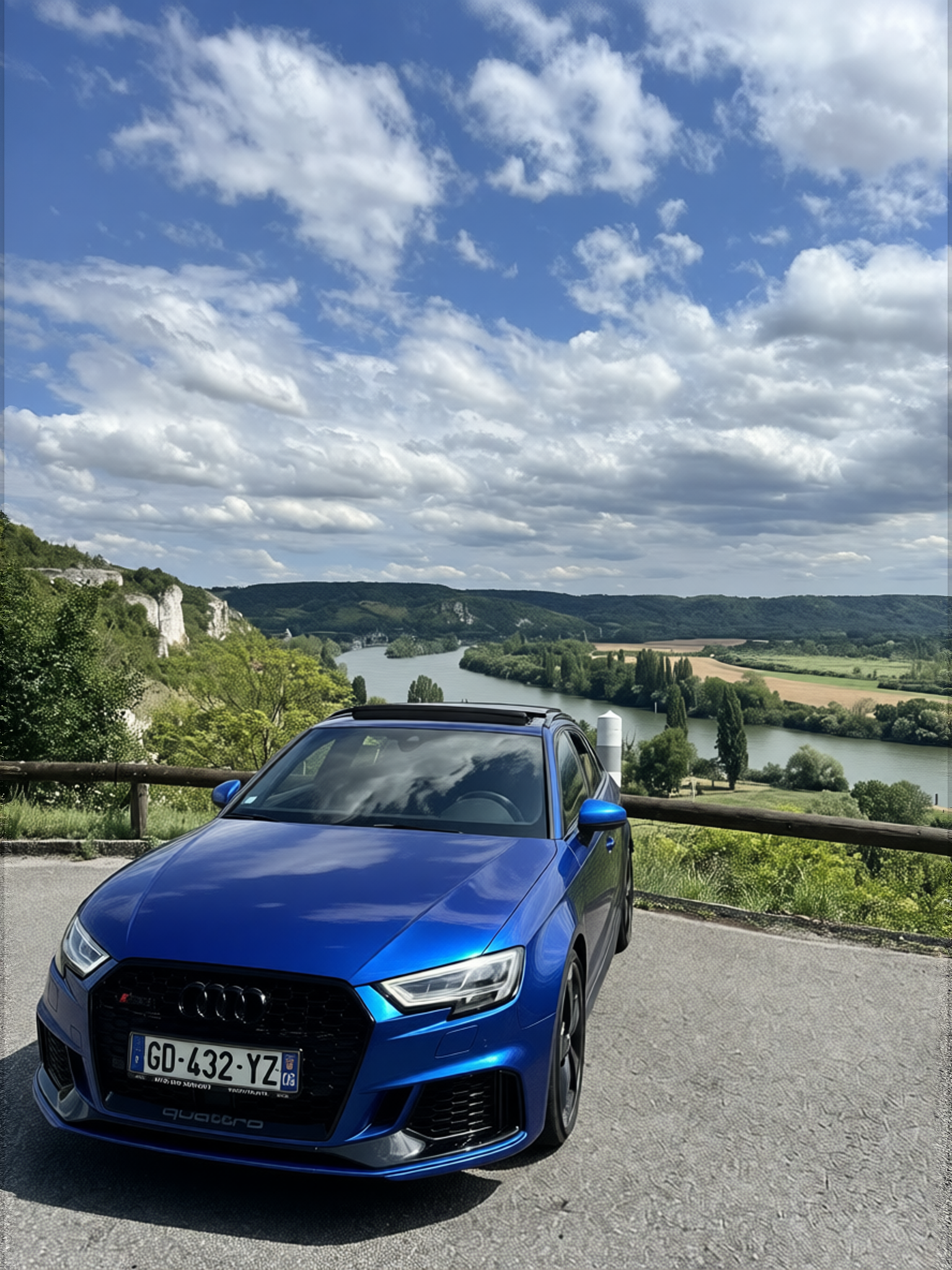 Audi A3 rendered in Gulf Blue gloss paint