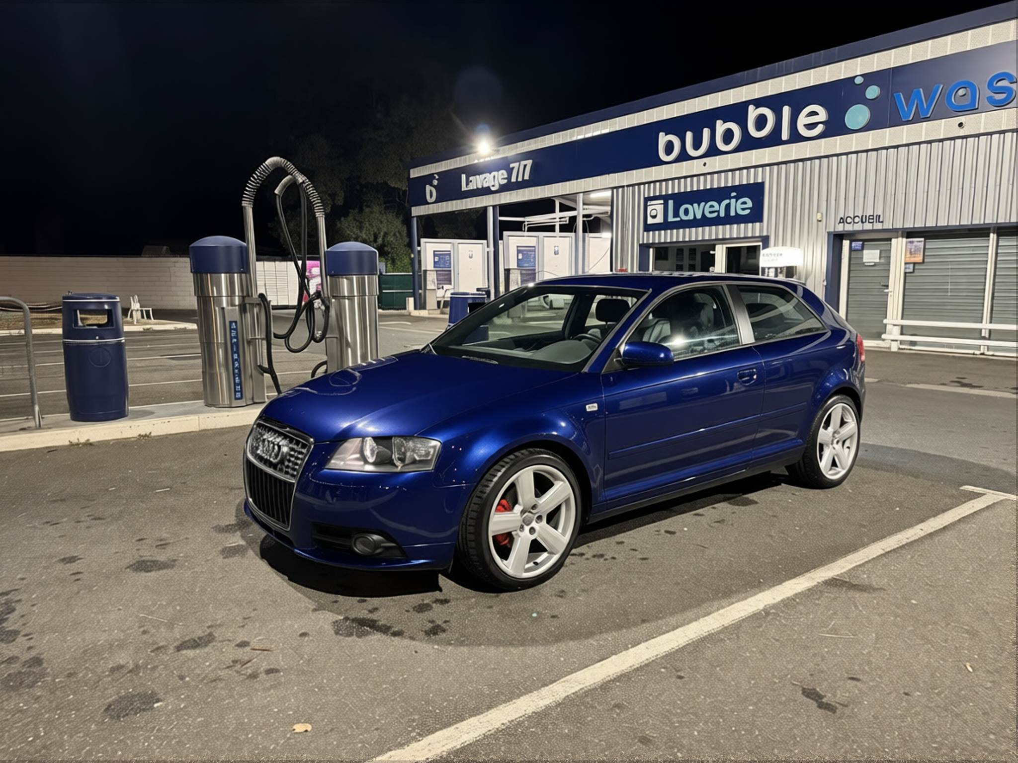 Audi A3 rendered in Deep Navy gloss paint