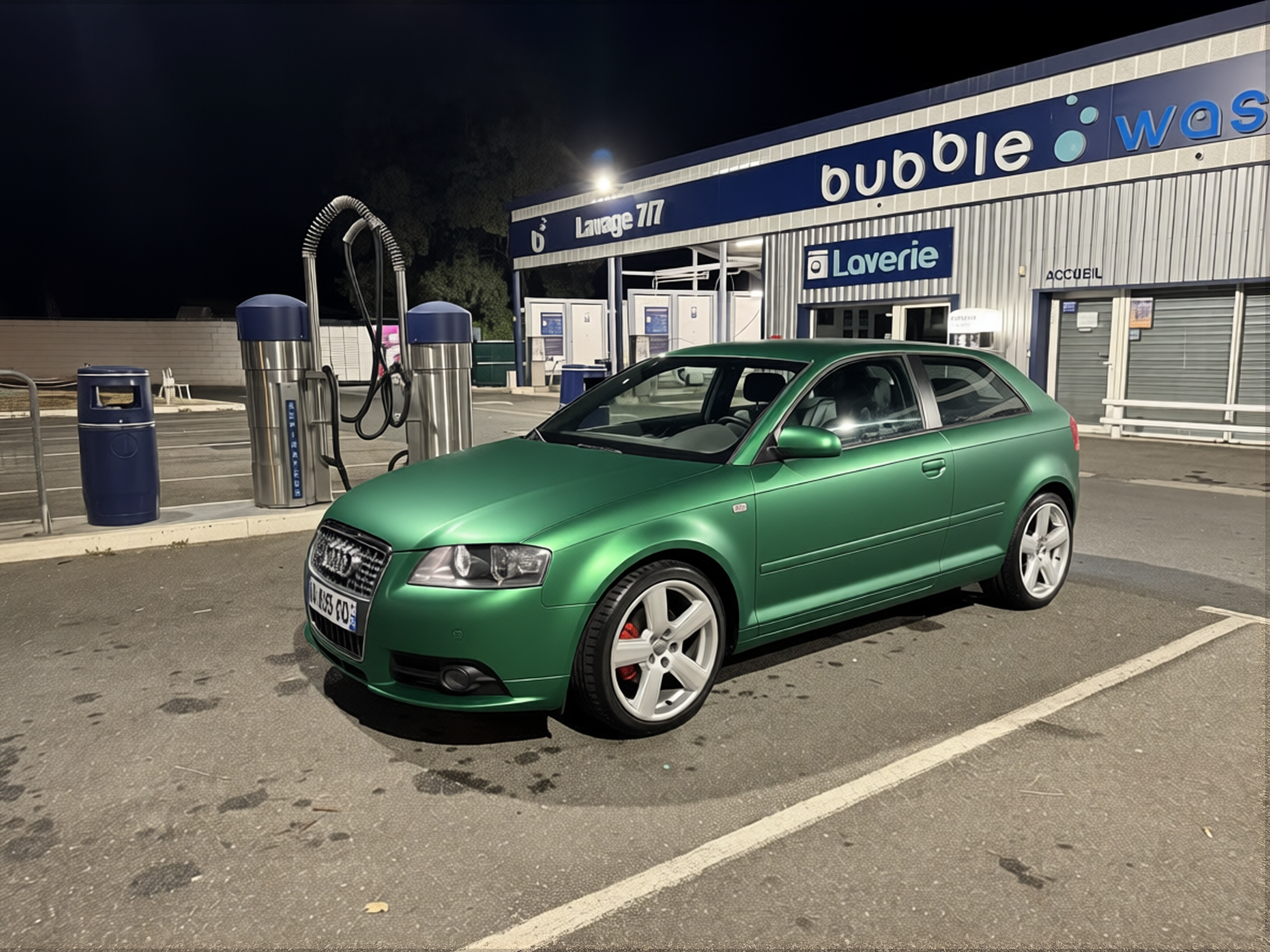 Audi A3 rendered in Racing Green matte paint