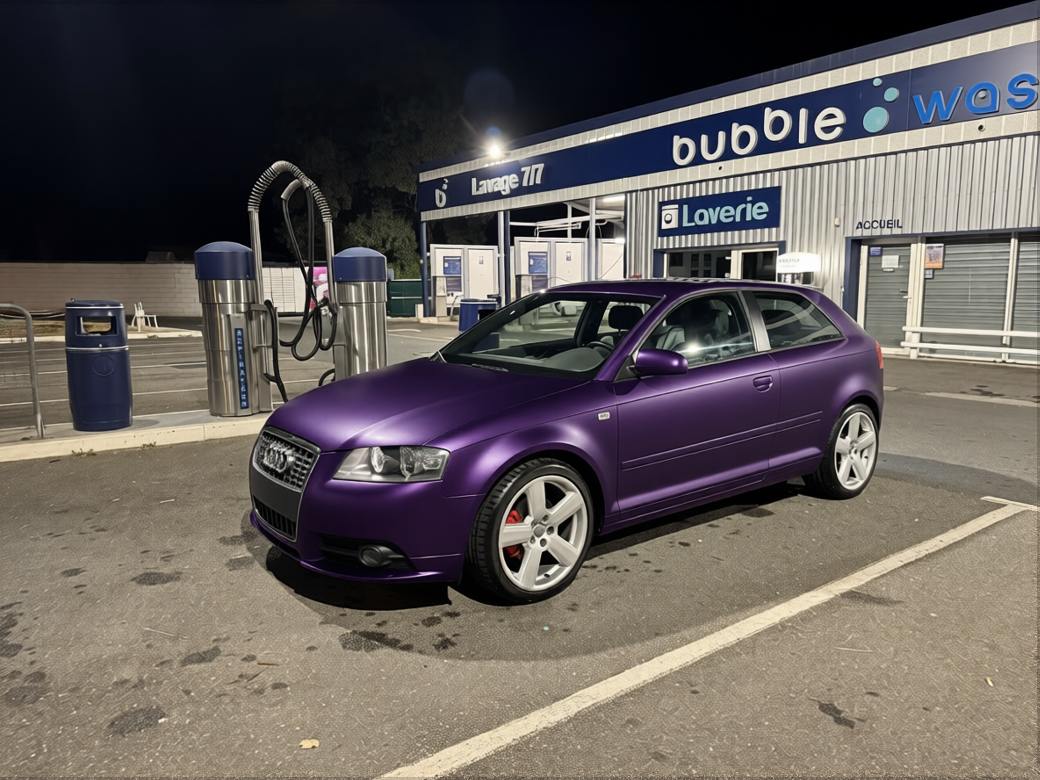 Audi A3 rendered in Midnight Purple matte paint