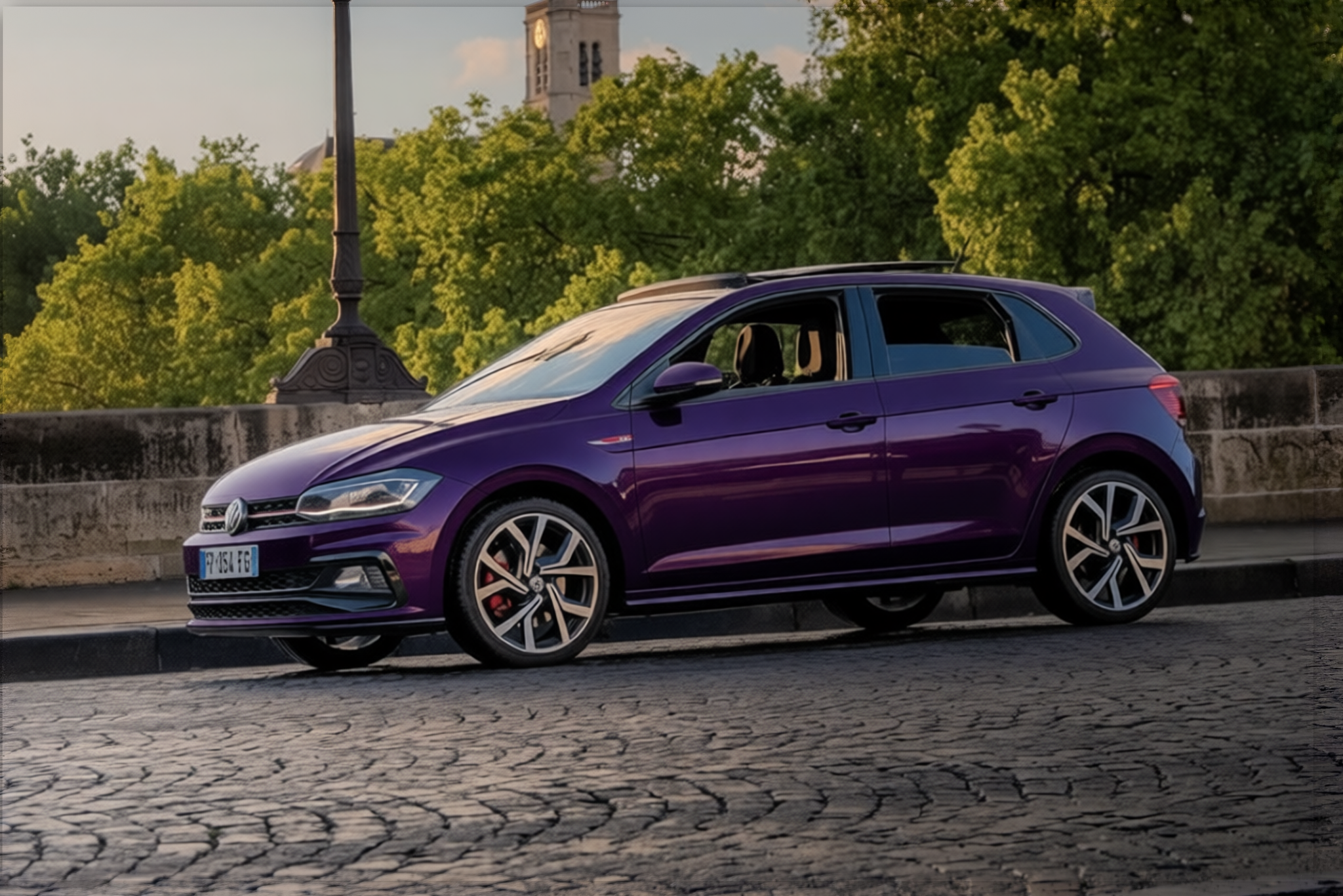 Volkswagen Polo GTI rendered in Midnight Purple gloss paint