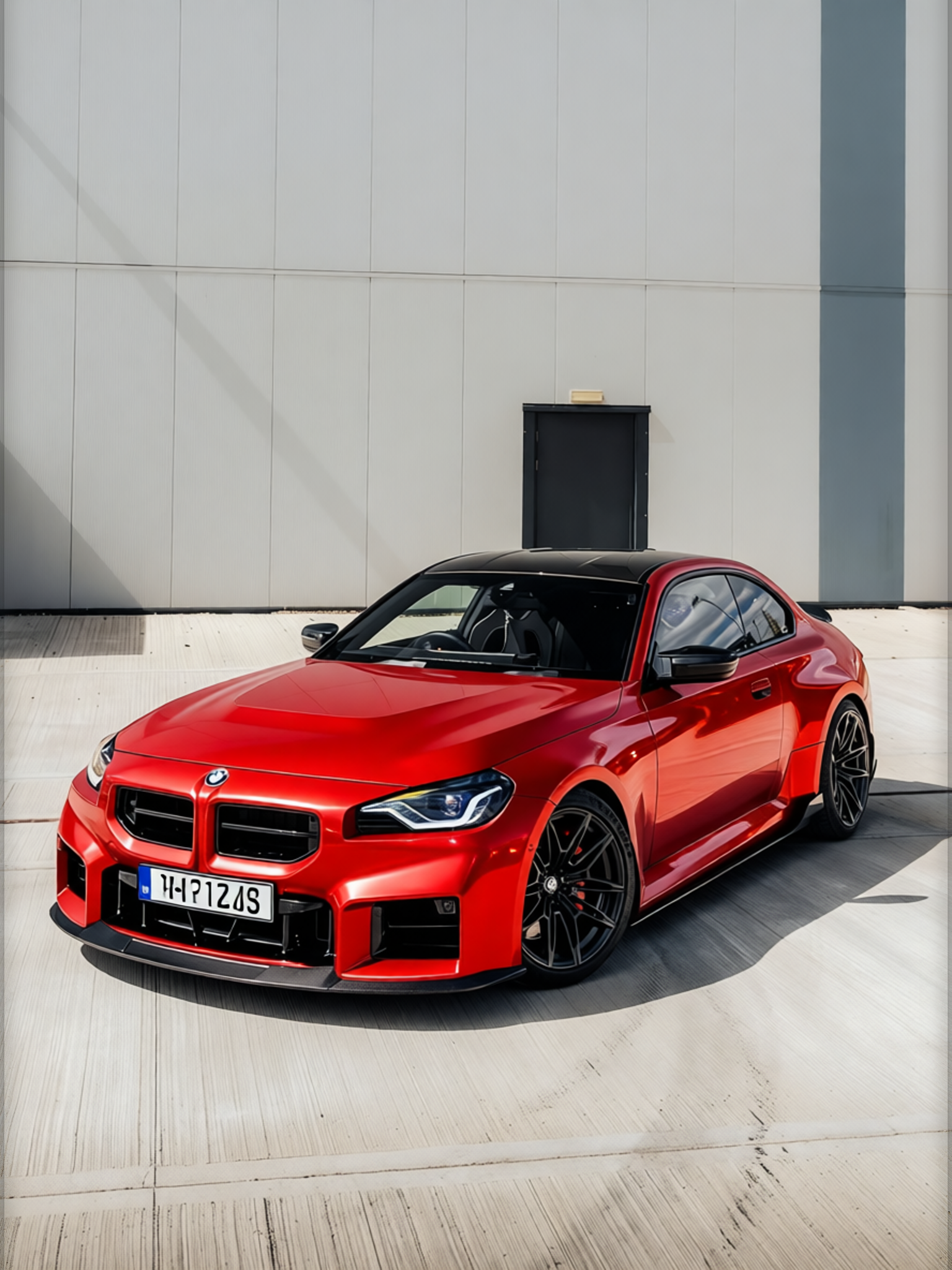 BMW M2 rendered in Glossy Metallic Paint Fire Red gloss wrap