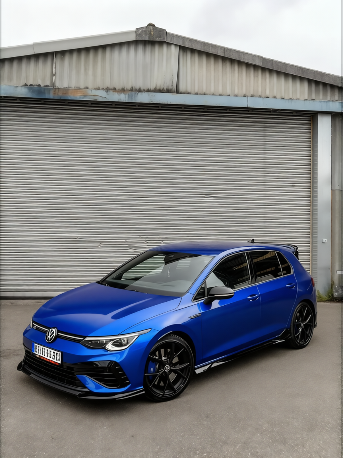 Volkswagen Golf R rendered in Royal Blue gloss wrap