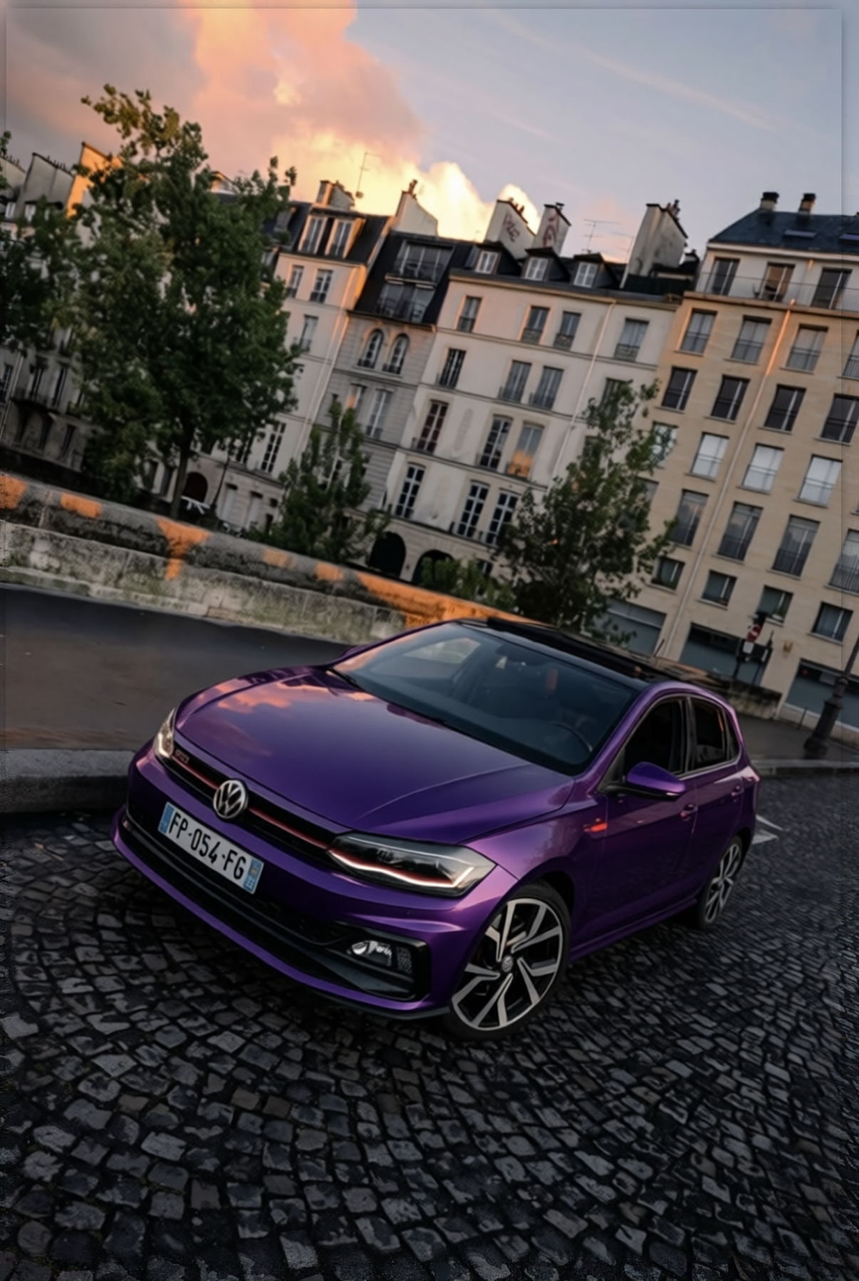 Volkswagen Polo GTI rendered in Midnight Purple satin paint