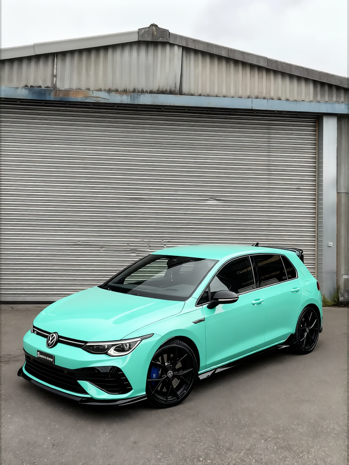 Volkswagen Golf R rendered in Super Gloss LB Tiffany Blue gloss wrap
