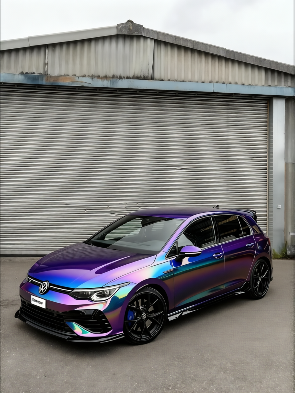 Volkswagen Golf R rendered in Super Gloss Spectrum gloss wrap