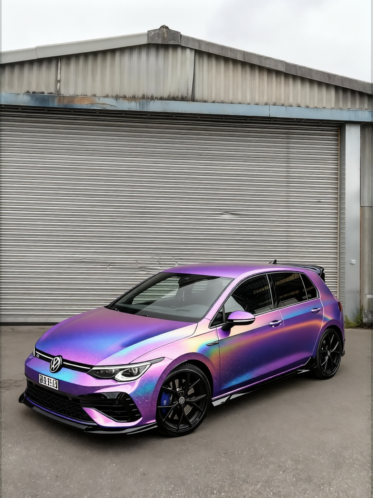 Volkswagen Golf R rendered in Violet Haze gloss wrap