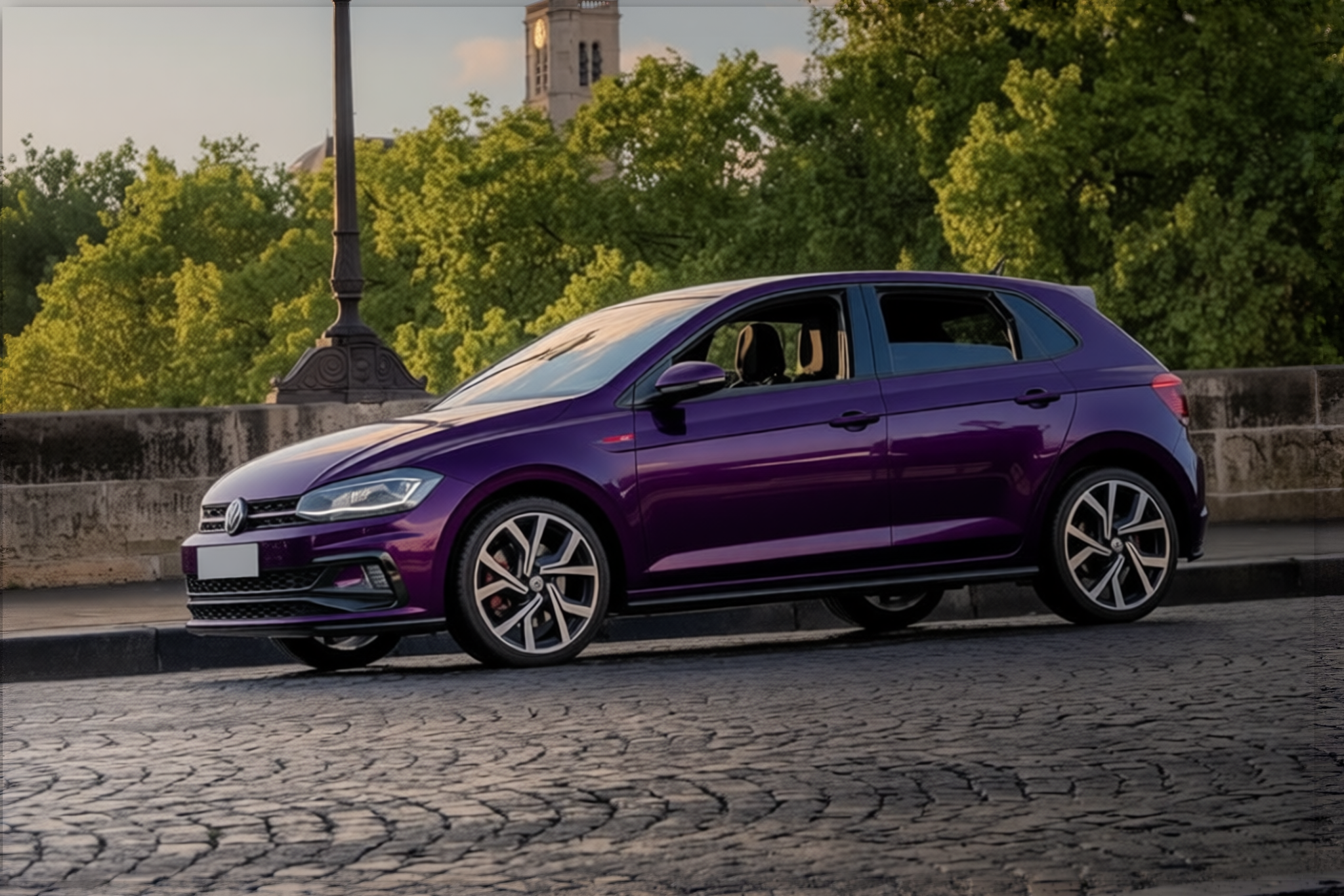 Volkswagen Polo GTI rendered in Midnight Purple gloss paint