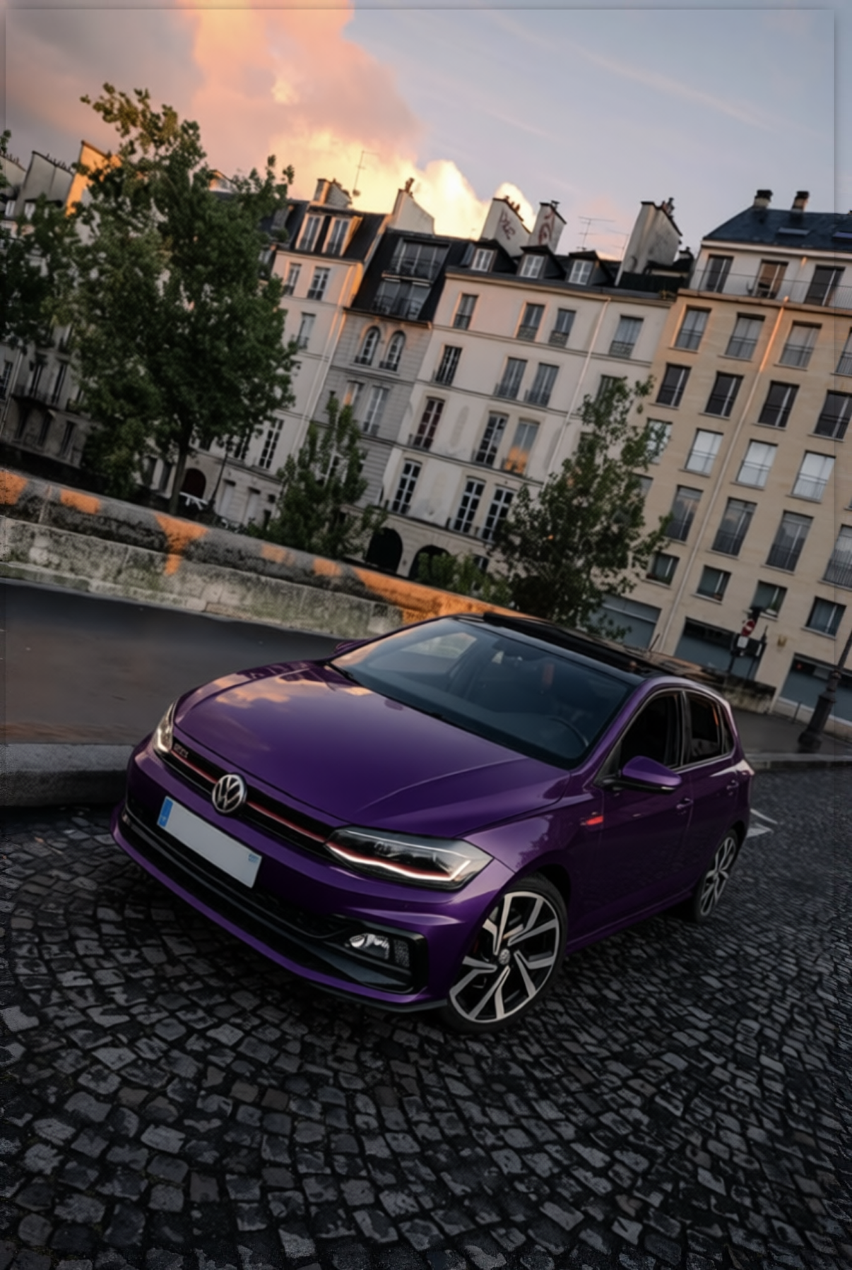 Volkswagen Polo GTI rendered in Midnight Purple gloss paint