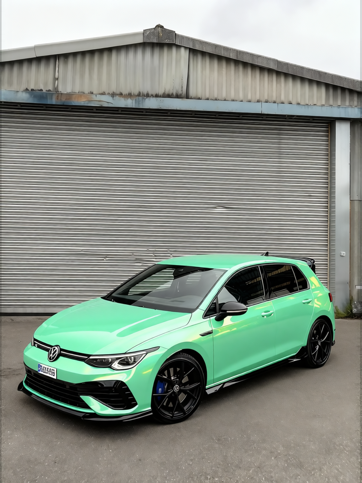 Volkswagen Golf R rendered in Super Gloss Pearl Neon Mint gloss wrap