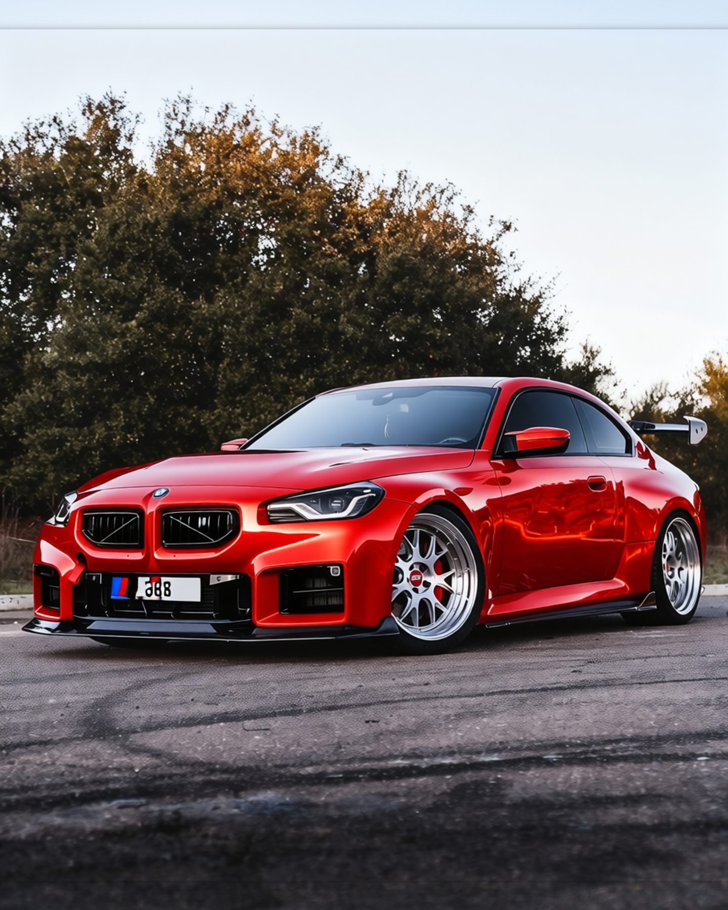 BMW M2 rendered in Glossy Metallic Paint Fire Red gloss wrap