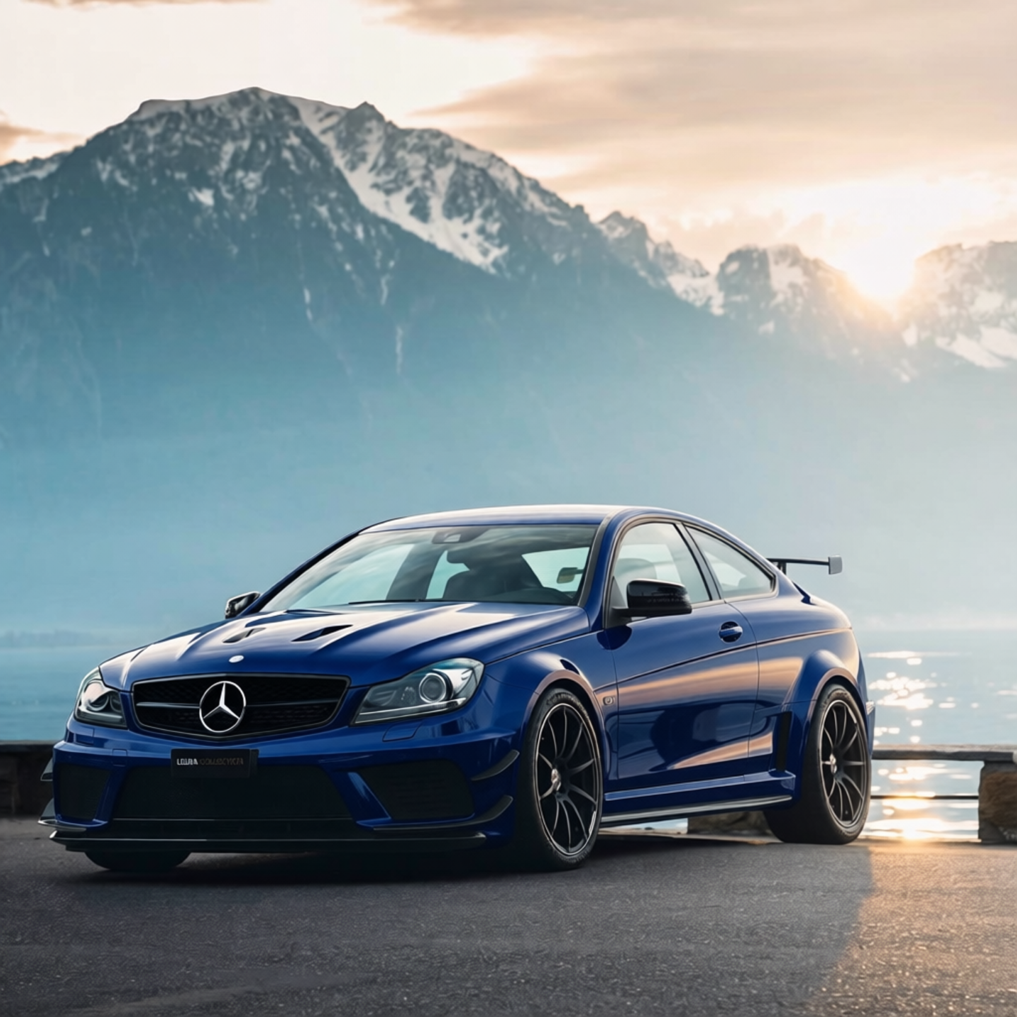 Mercedes-Benz C63 AMG rendered in Deep Navy gloss paint