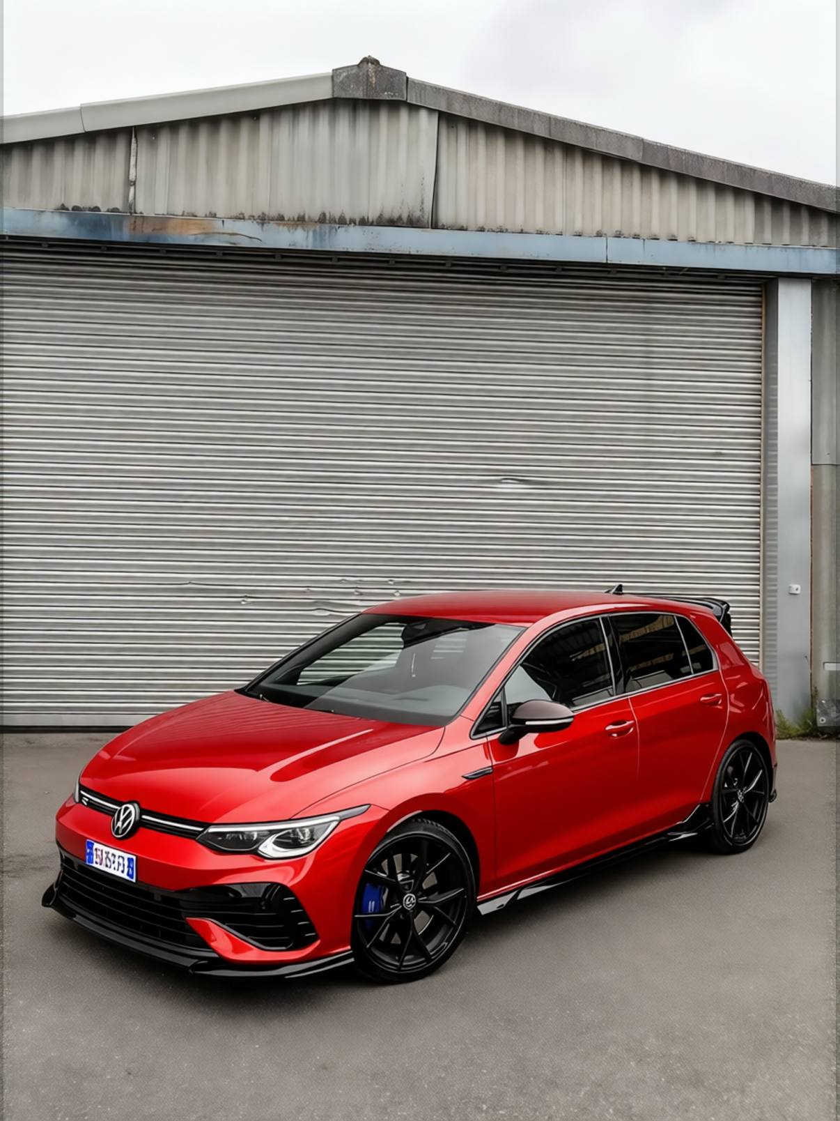 Volkswagen Golf R rendered in Gloss Dragon Fire Red gloss wrap