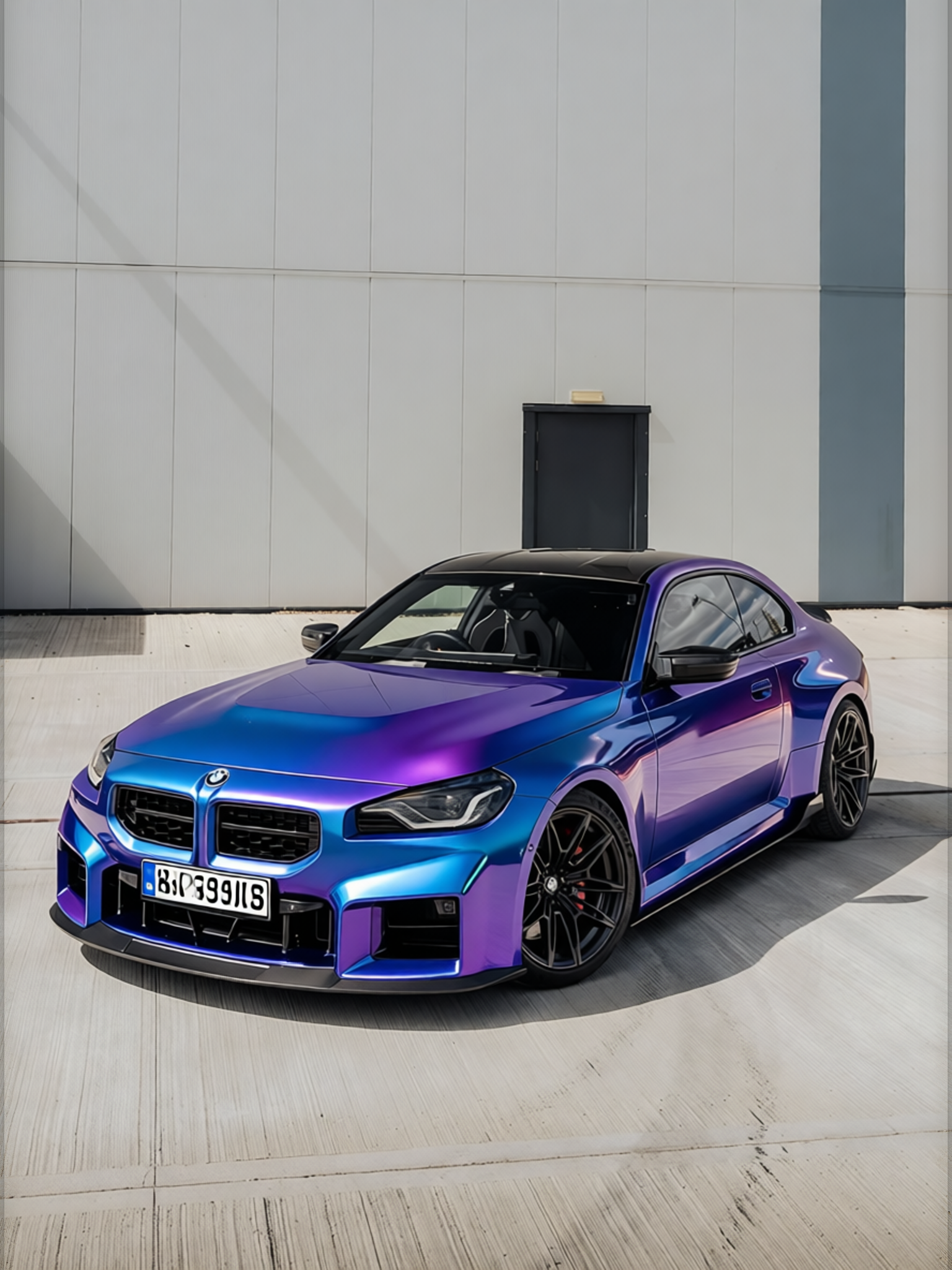BMW M2 rendered in Glossy Auroral Blue Purple gloss wrap