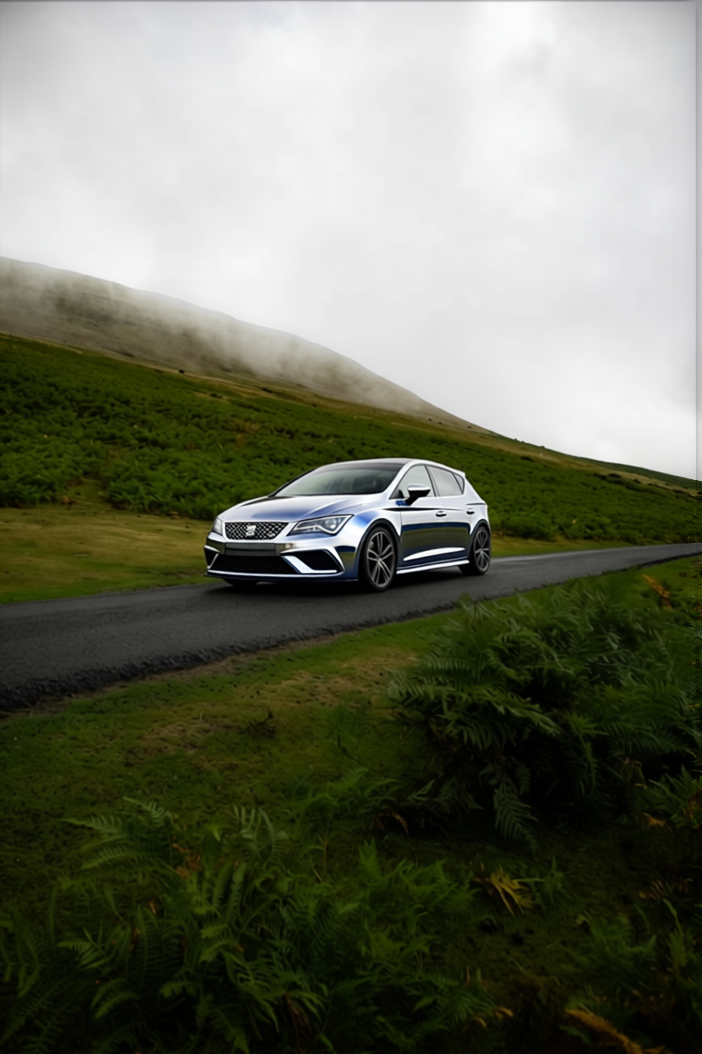 Seat Ibiza rendered in Gloss Sterling Silver gloss wrap