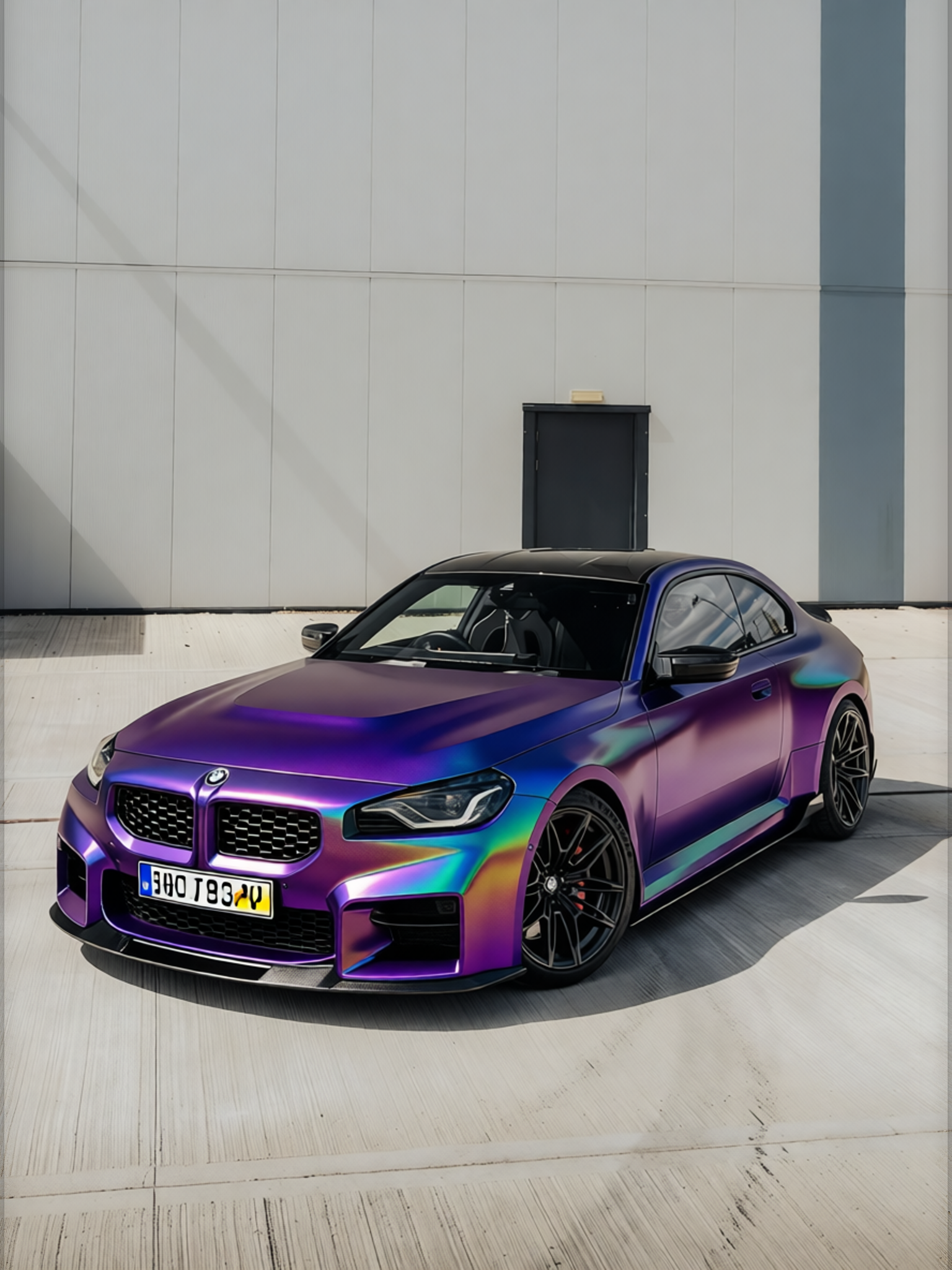 M2 G87 rendered in Purple Green gloss wrap