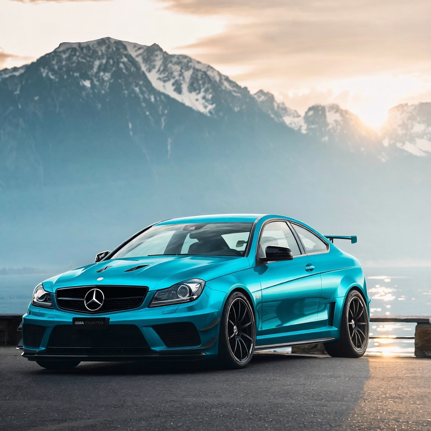 C63 Black Series rendered in Super Gloss Metallic Atomic Blue gloss wrap