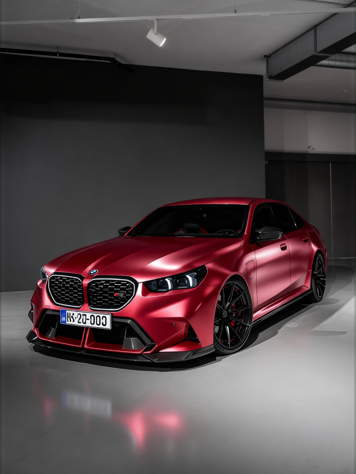 BMW M5 rendered in Matte Red Metallic gloss wrap
