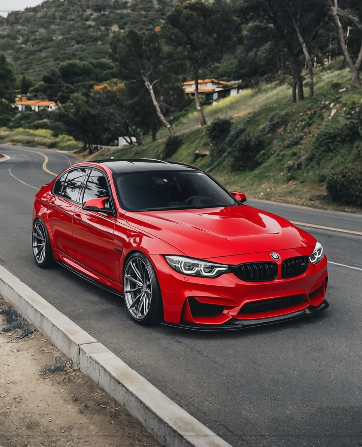 BMW M3 rendered in Ferrari Red gloss paint