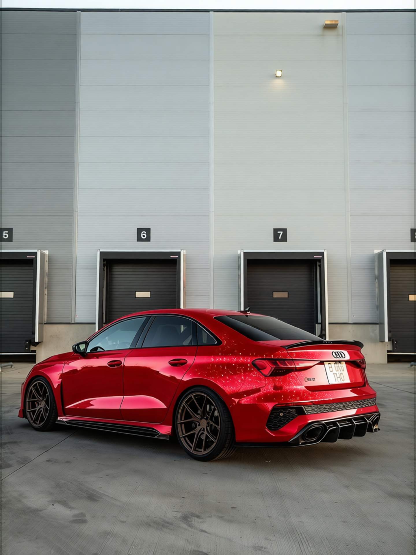 Audi RS3 rendered in Candy Apple Red gloss wrap