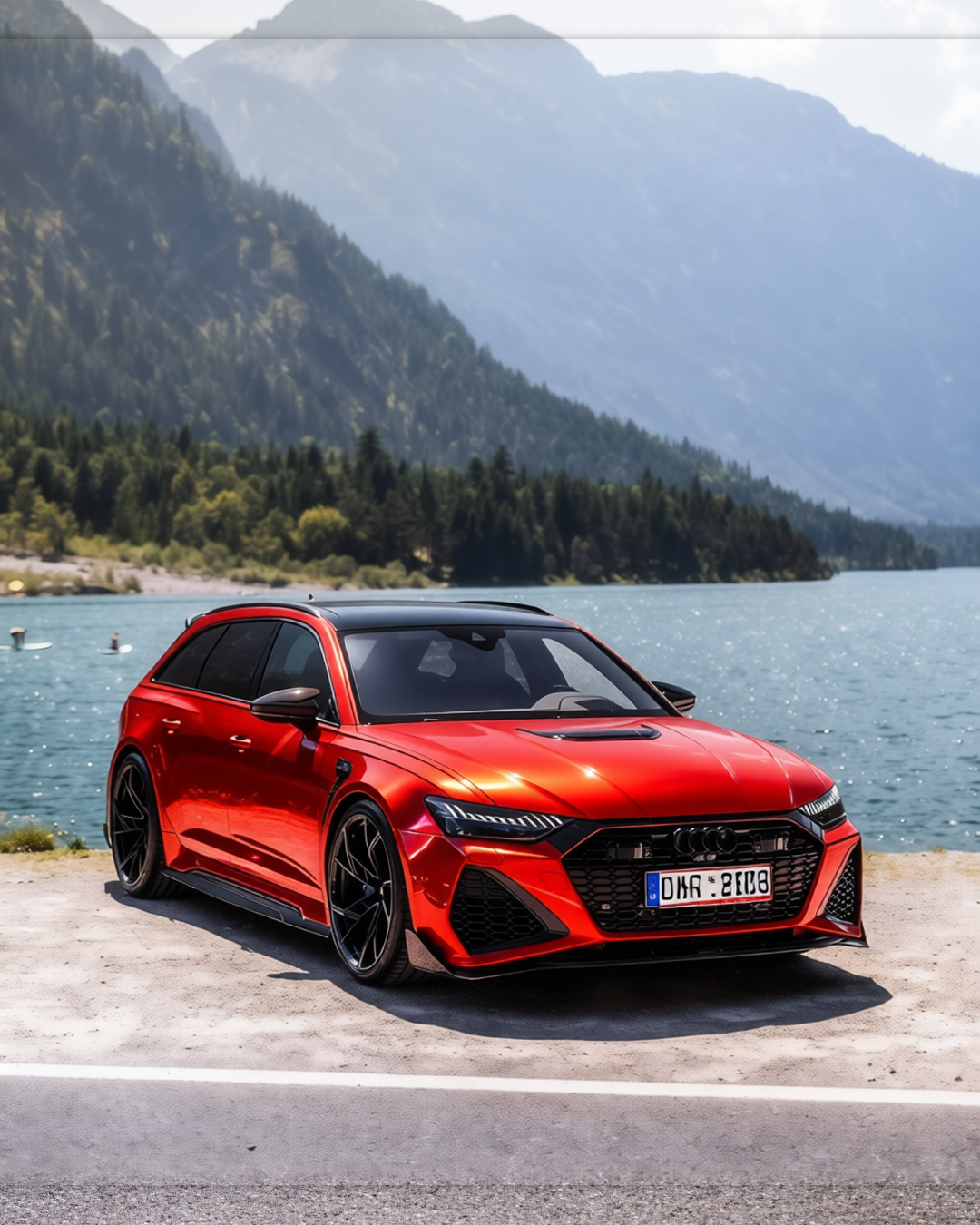 Audi RS6 rendered in Glossy Metallic Paint Fire Red gloss wrap