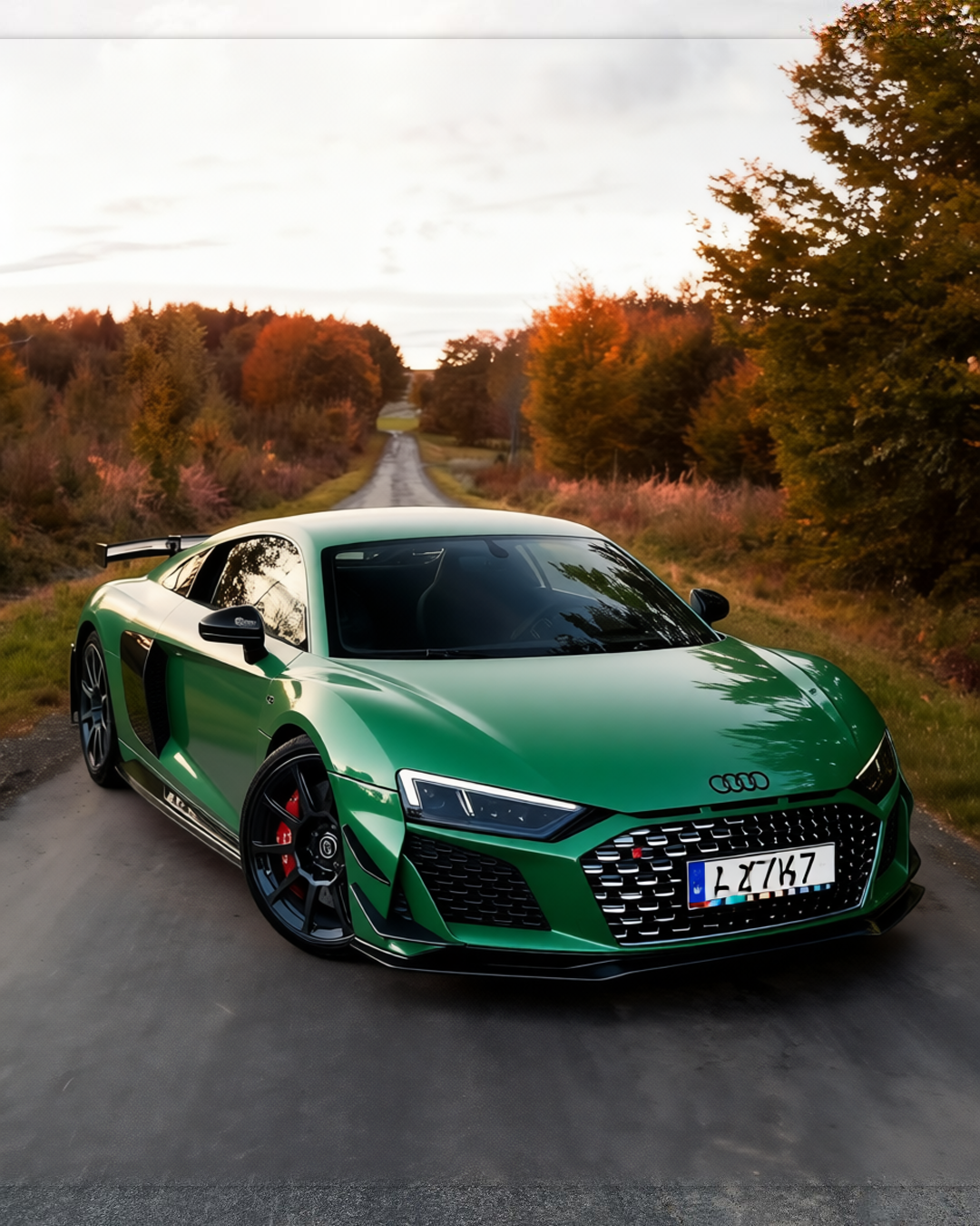Audi R8 rendered in Ferrari Gloss Verde Francesca Green gloss wrap