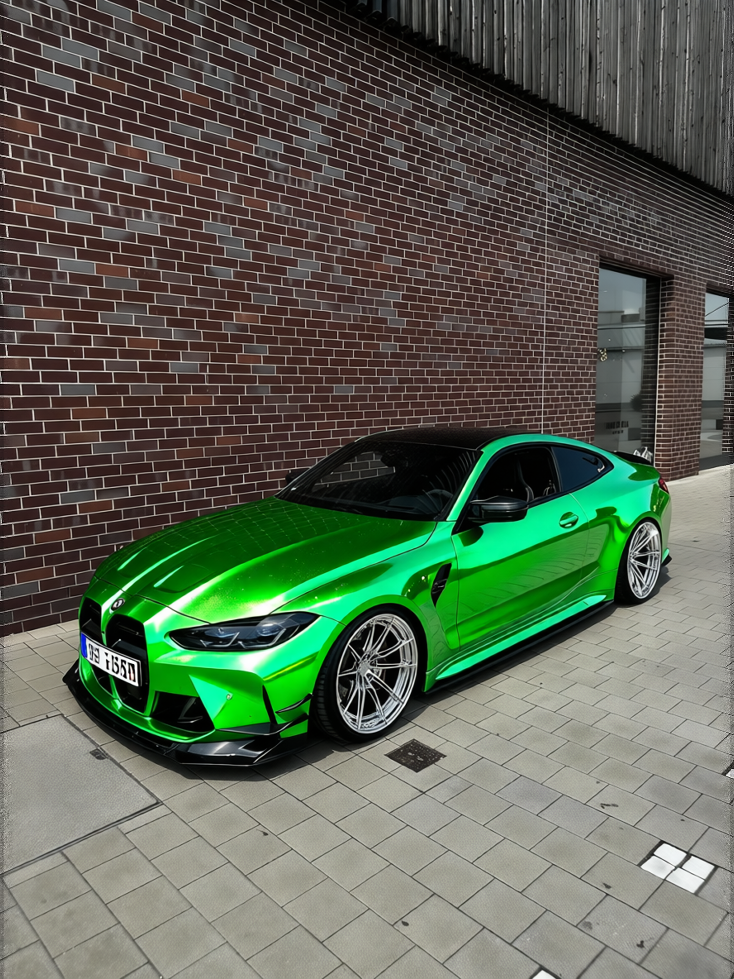 BMW M4 rendered in Gloss Metallic Radioactive Green gloss wrap