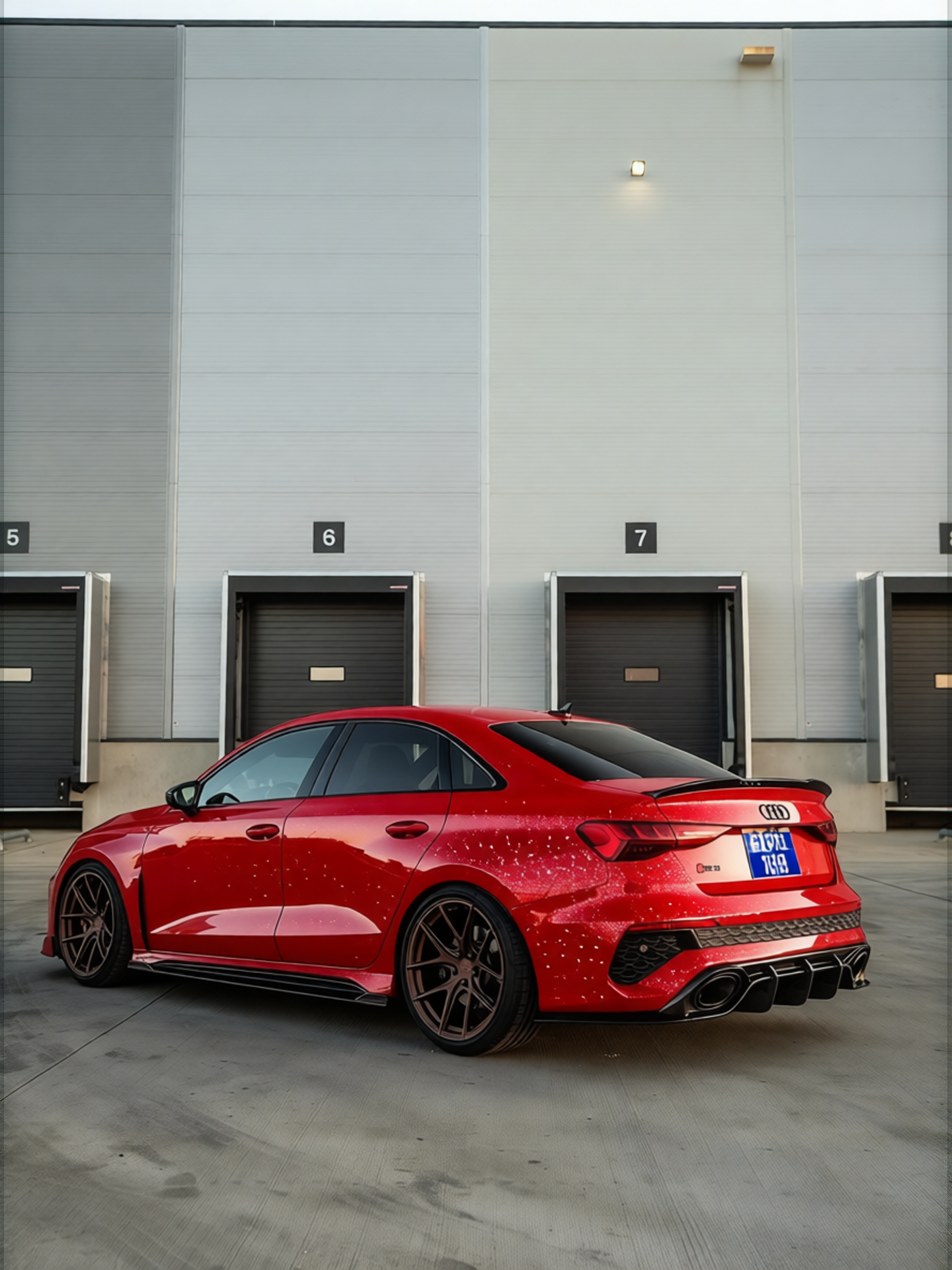 Audi RS3 rendered in Candy Apple Red gloss wrap