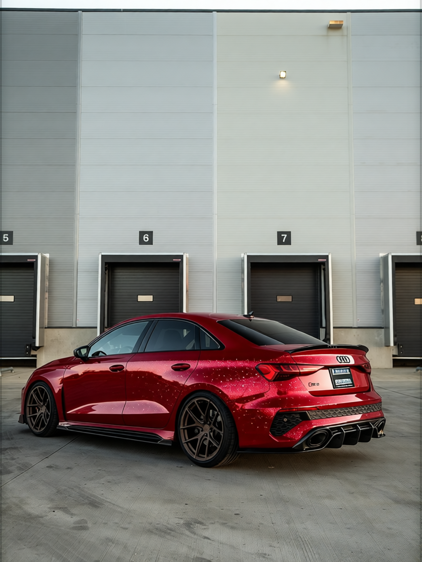 Audi RS3 rendered in Candy Apple Red gloss wrap