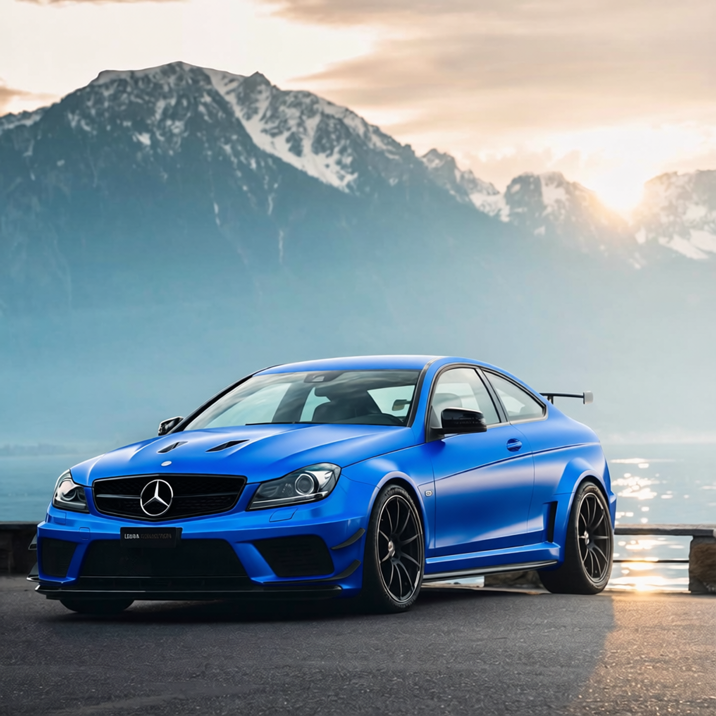 Mercedes-Benz C63 AMG rendered in Gloss Blue Fire gloss wrap