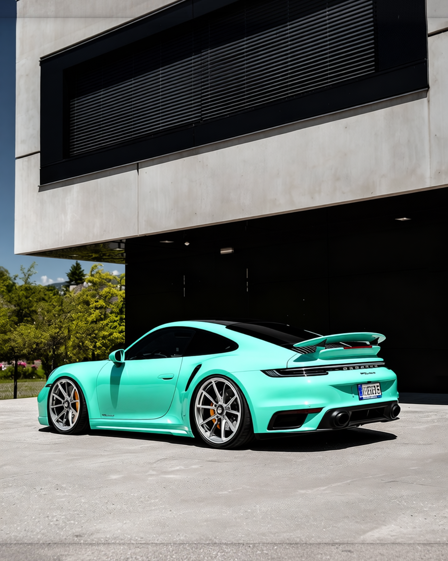 Porsche 911 rendered in Super Gloss LB Tiffany Blue gloss wrap