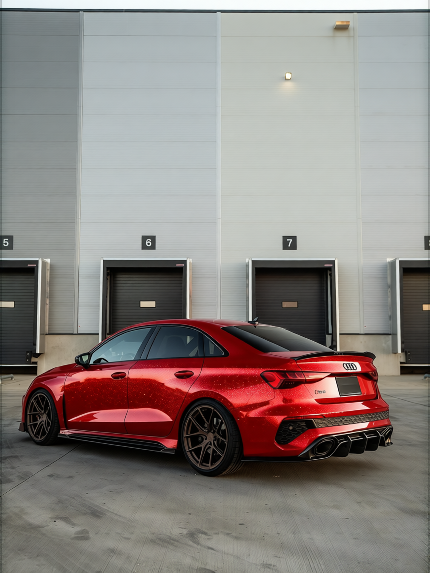 Audi RS3 rendered in Candy Apple Red gloss wrap