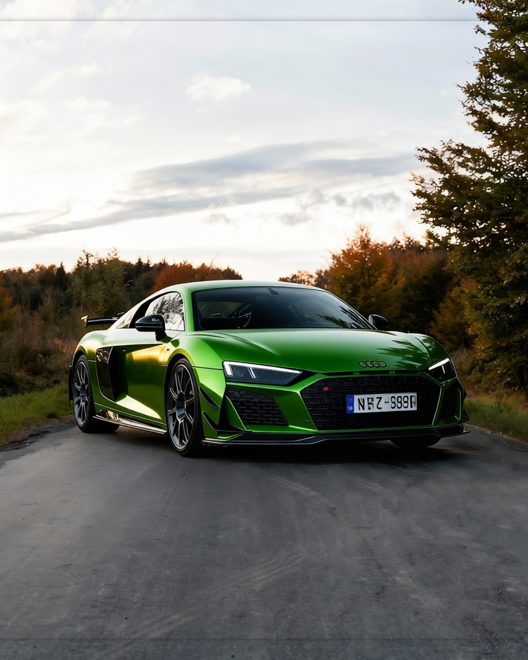 Audi R8 rendered in Super Gloss Metallic Mamba Green gloss wrap