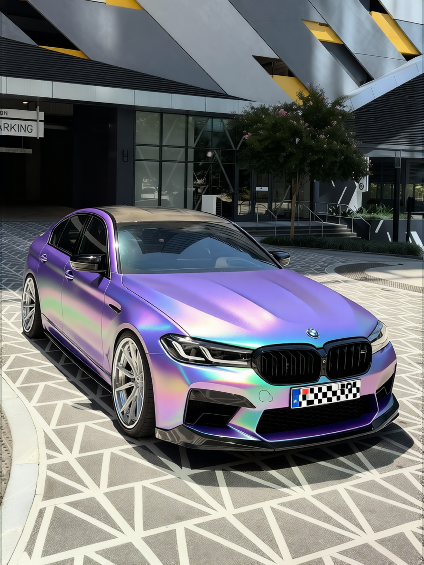 BMW M5 in Twin Candy Purple-Green, gloss finish
