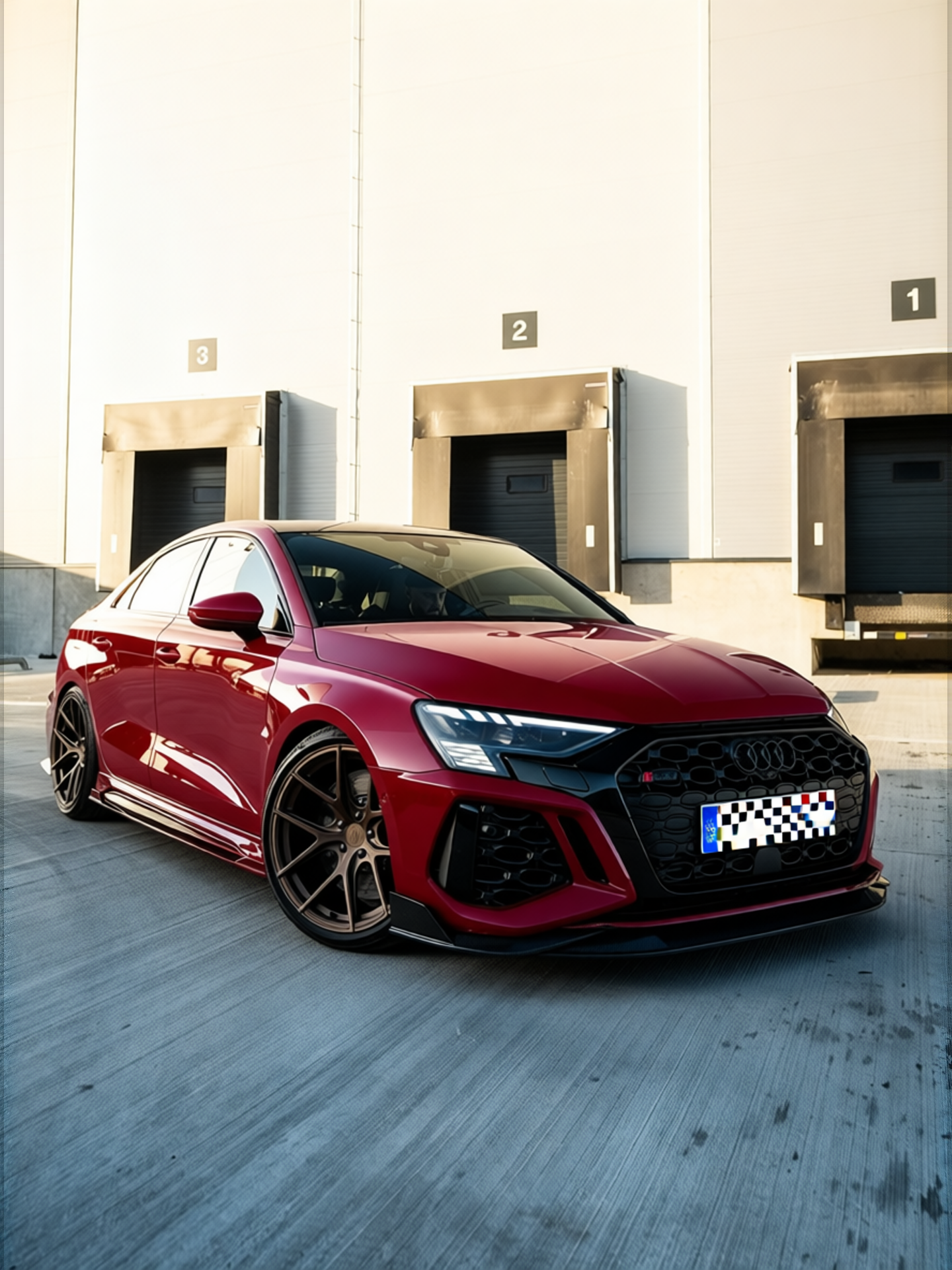 Audi RS3 rendered in Crystal Ancora Red gloss wrap