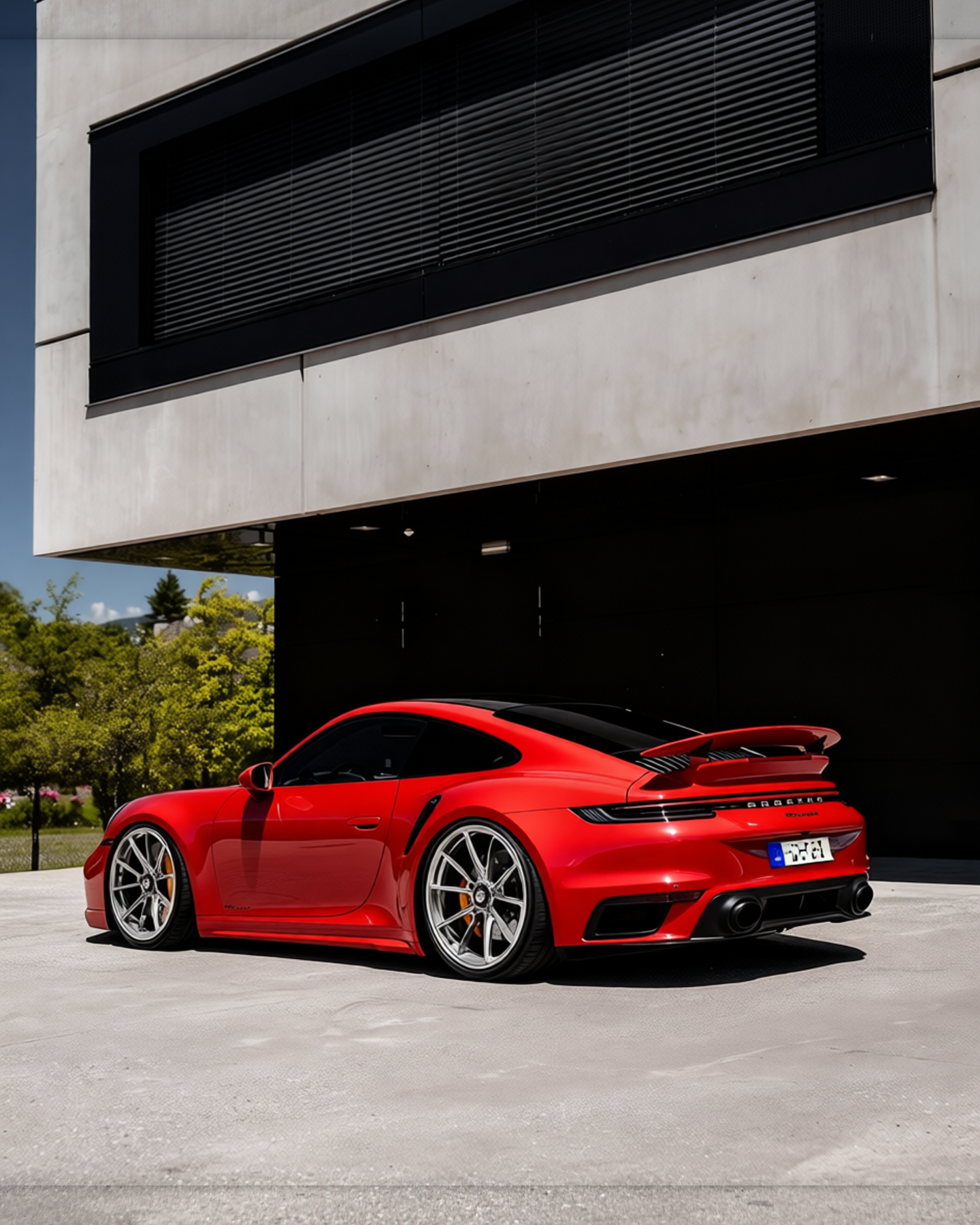 Porsche 911 rendered in Gloss Dragon Fire Red gloss wrap