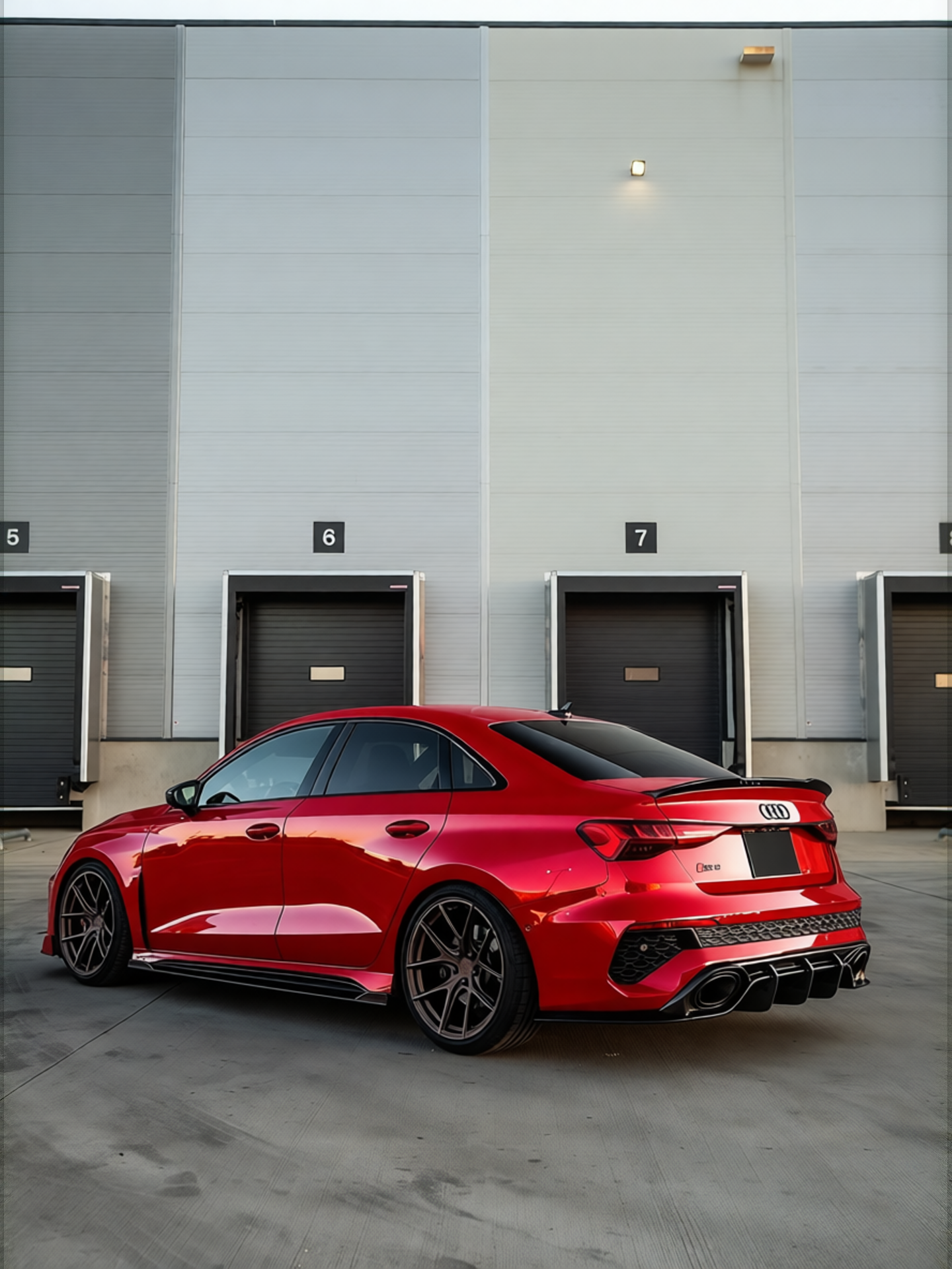 Audi RS3 rendered in Candy Apple Red gloss wrap