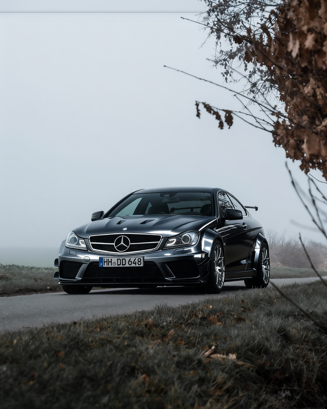 Mercedes-Benz C63 AMG rendered in Super Gloss Nardo Grey gloss wrap