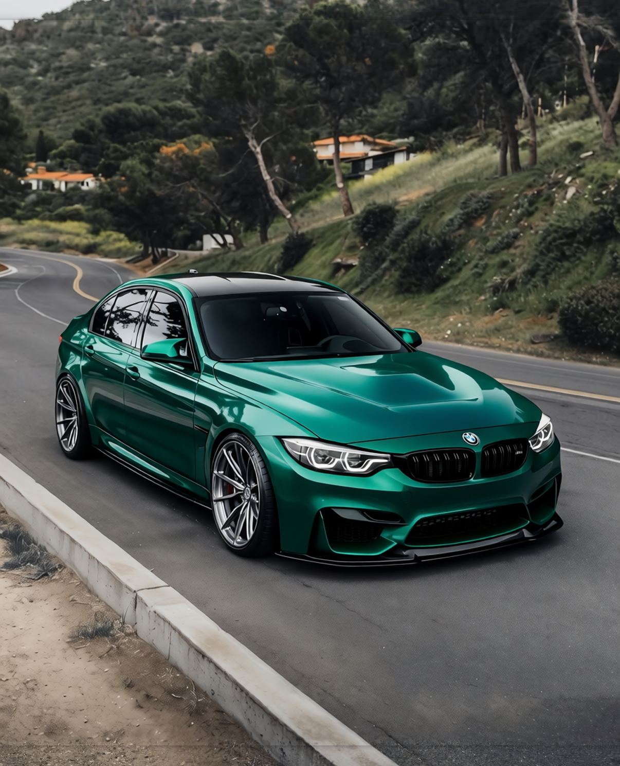 BMW M3 rendered in Era Green gloss wrap