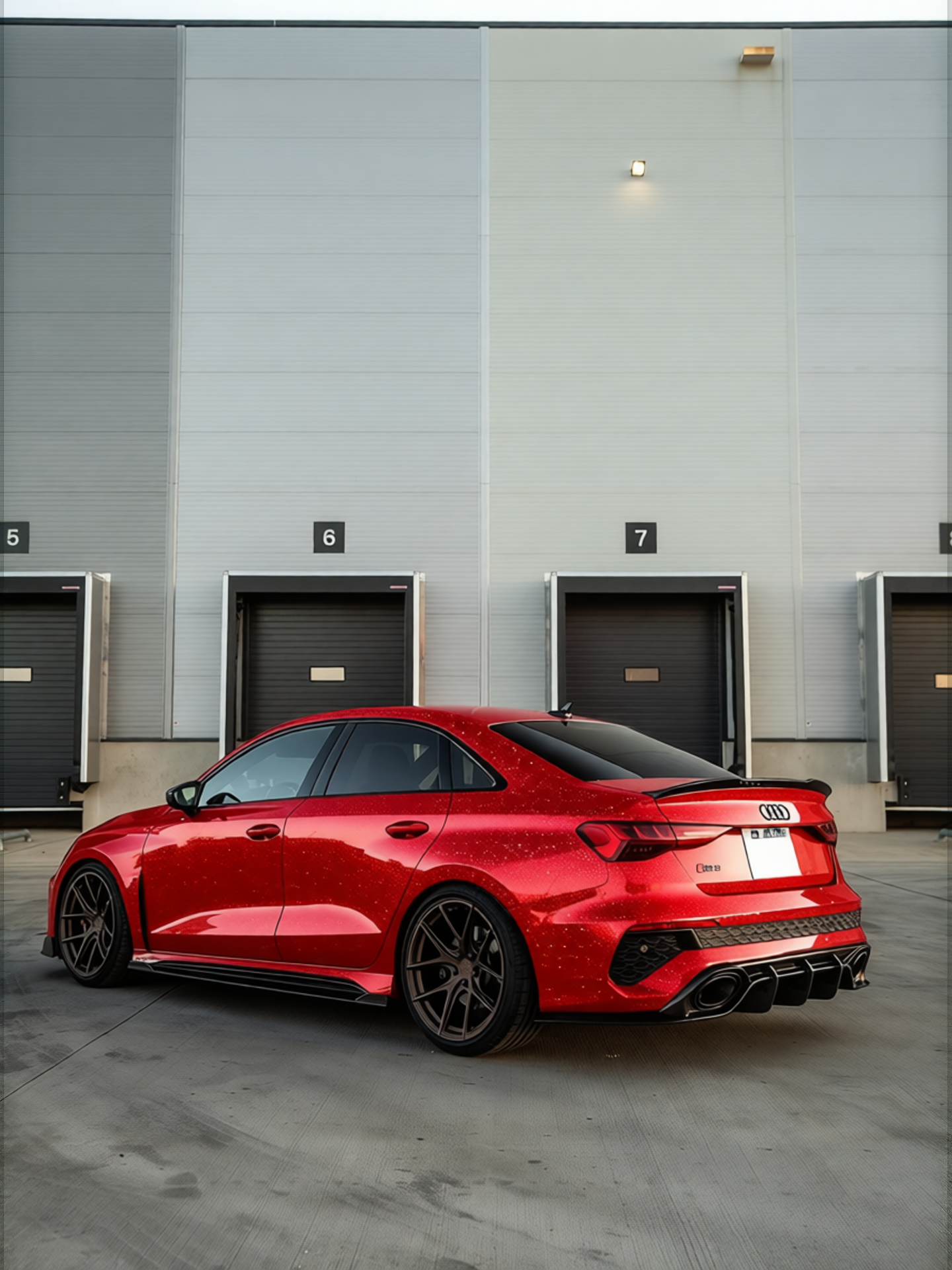 Audi RS3 rendered in Candy Apple Red gloss wrap