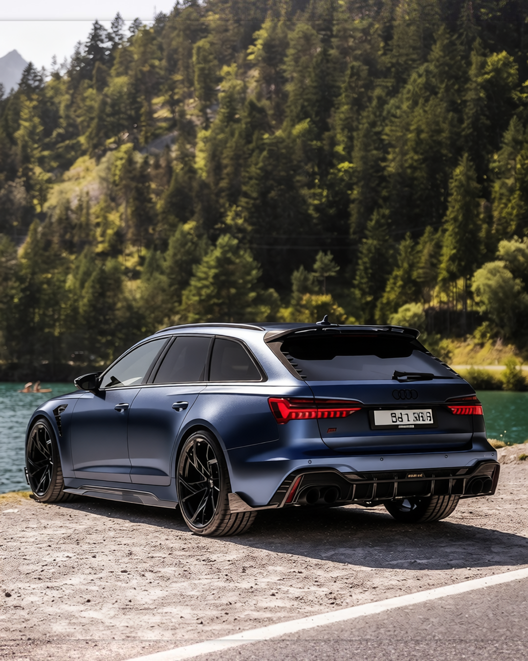 Audi RS6 rendered in Frozen Satin Metallic Charcoal Blue gloss wrap