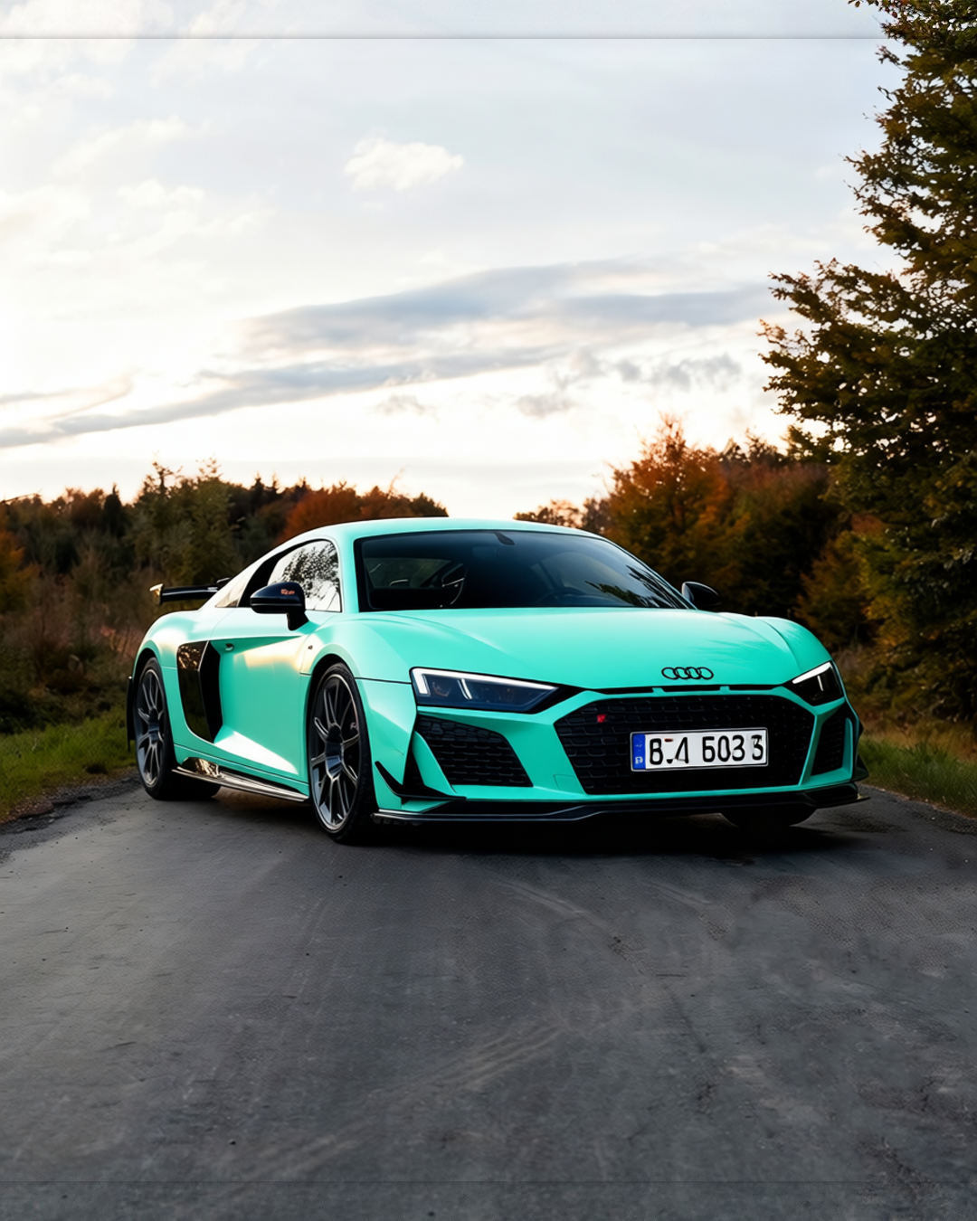 Audi R8 rendered in Super Gloss LB Tiffany Blue gloss wrap