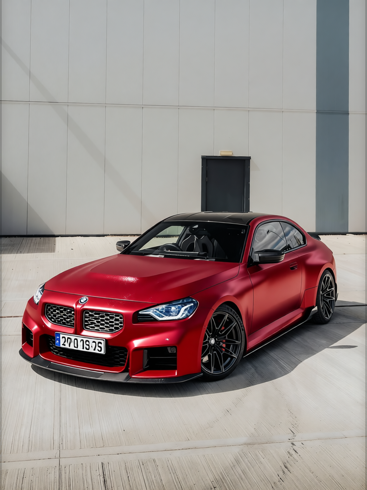 BMW M2 rendered in Matte Red Metallic gloss wrap
