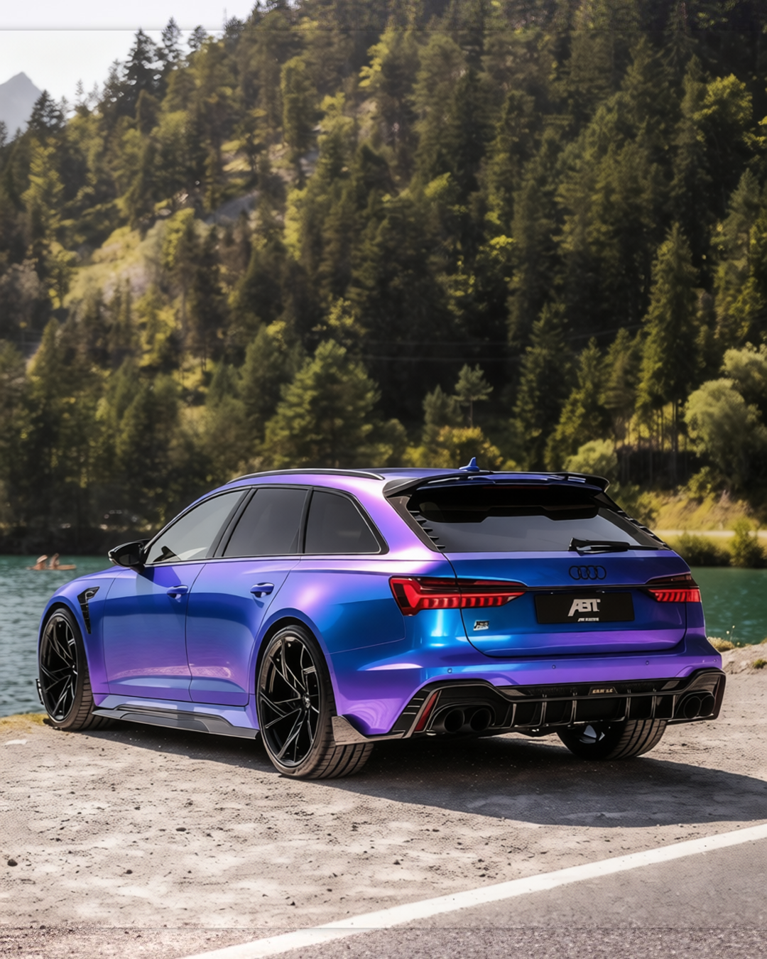 Audi RS6 rendered in Glossy Auroral Blue Purple gloss wrap