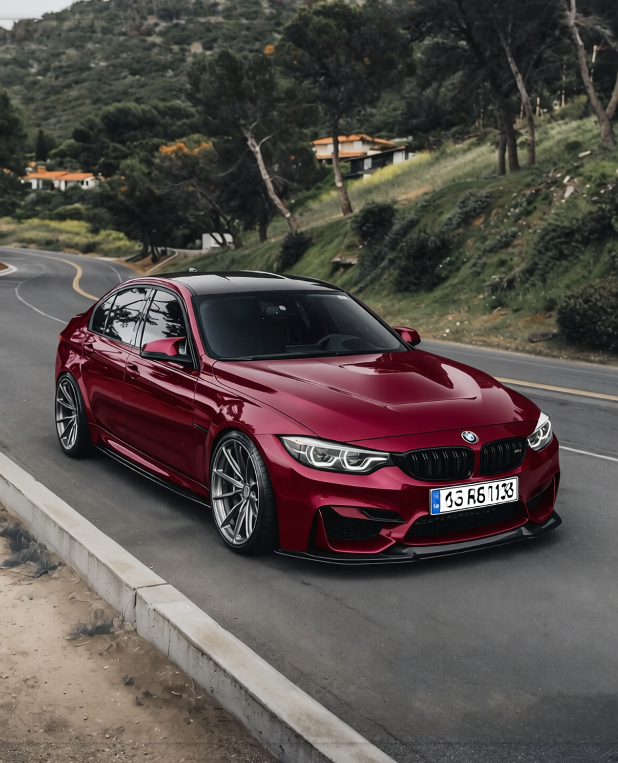 BMW M3 rendered in Crystal Ancora Red gloss wrap