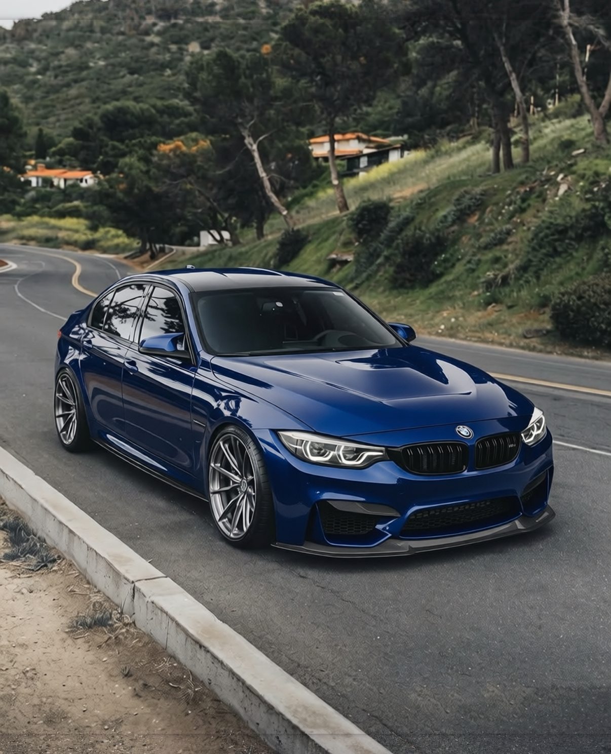 BMW M3 rendered in Deep Navy gloss paint