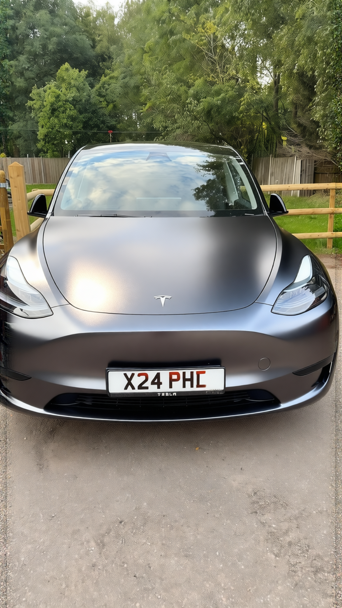 Your car rendered in Satin Dark Gray Metallic gloss wrap
