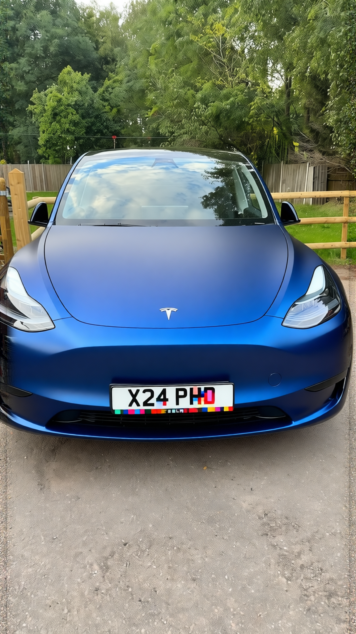 Your car rendered in Frozen Satin Narwhal Blue satin wrap